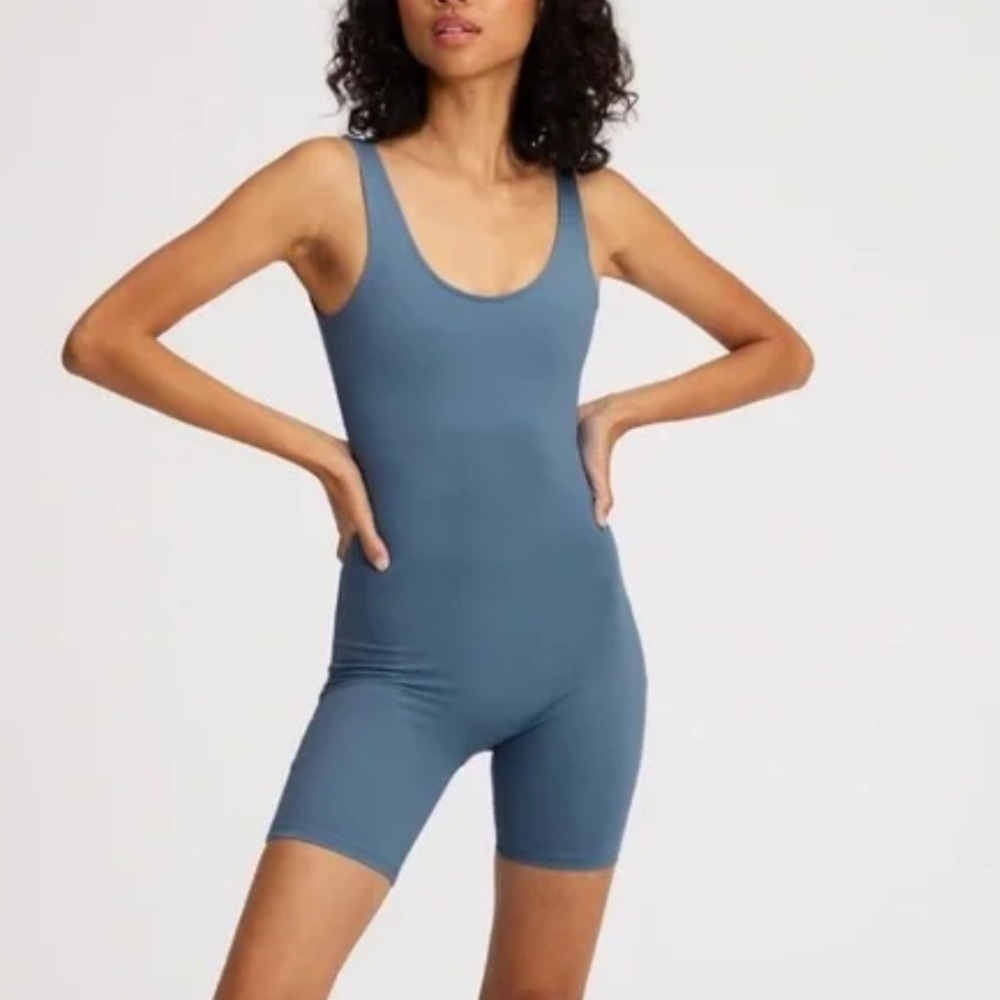 Free People Intimately Blue ribbed onsie unitard Bodysuit size small